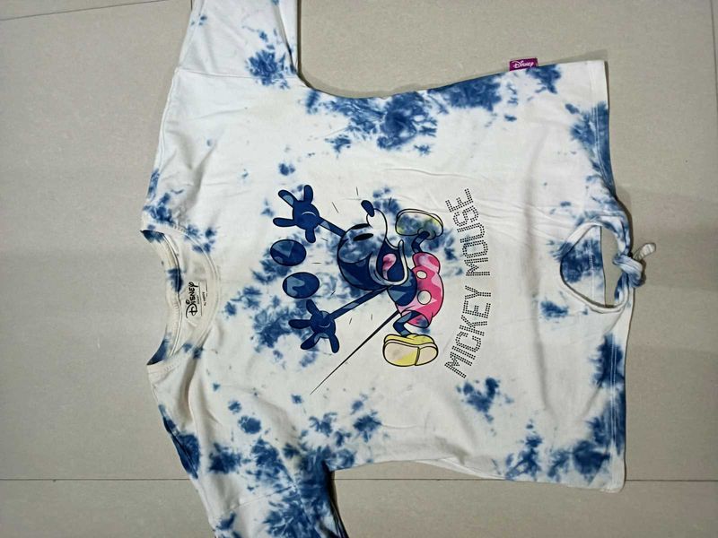 White And Sky Blue Printed Top Of Disney