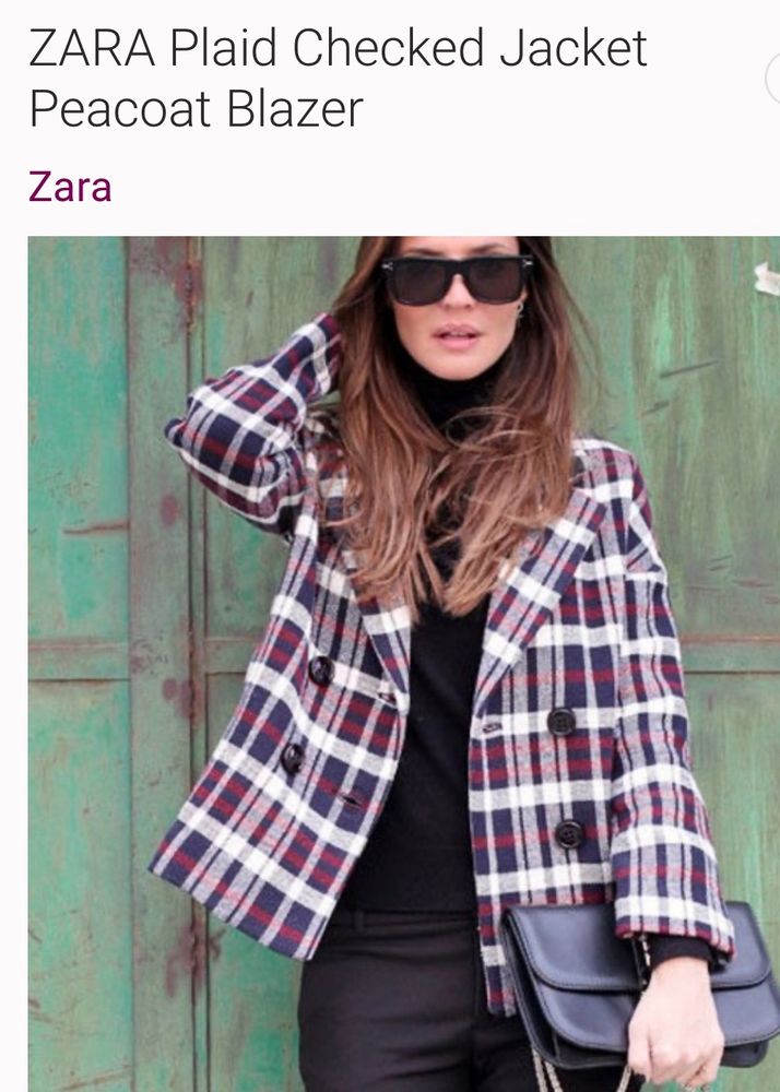 Zara Plaid Pea Coat/blazer