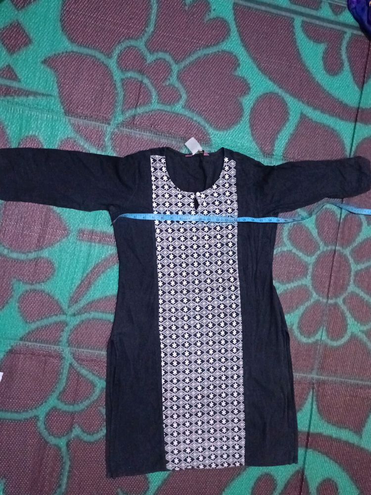 Brand New Thread Work Charcoal Black Kurta