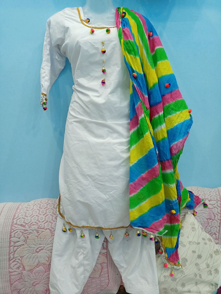 Pompom Less Suit Shalwar  Free Size