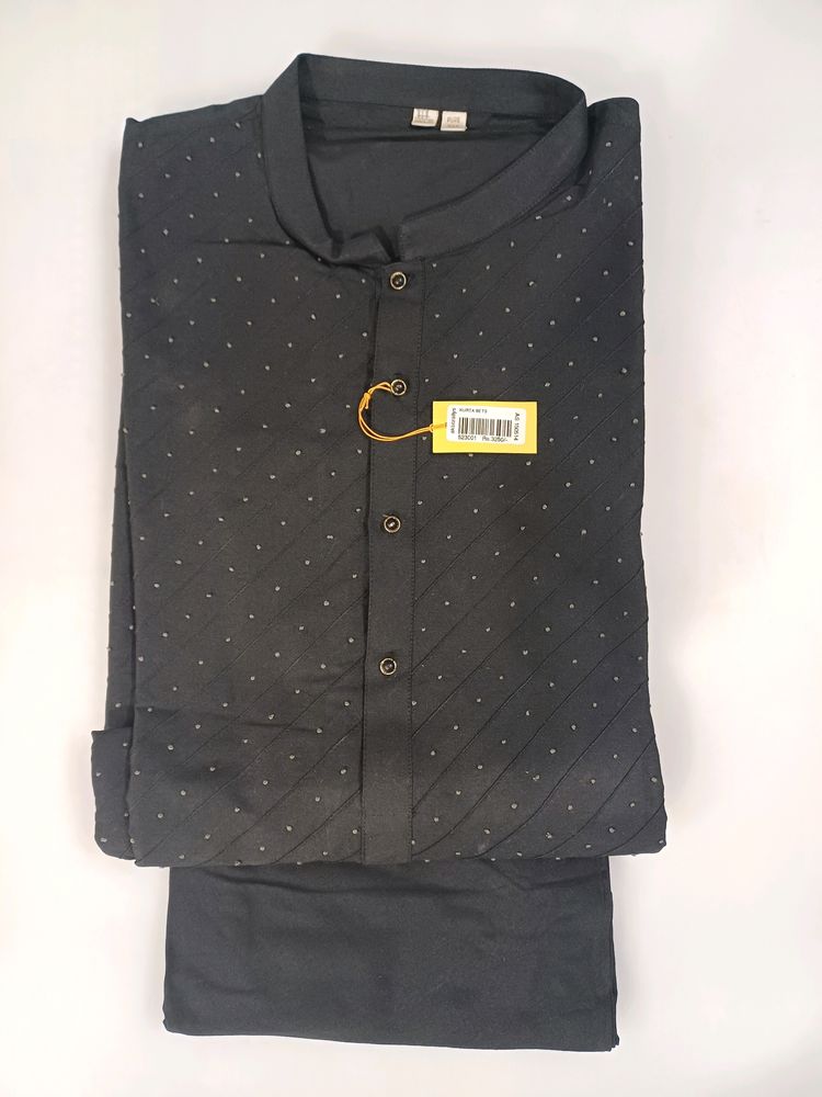 Silk Kurta Chudidar Set(Black With Work)