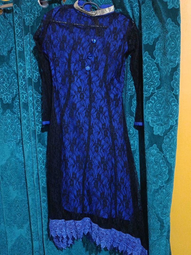 Aline Embroidery Net Kurta