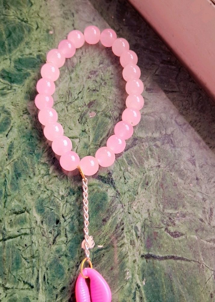 Pink Bracelet With Shell Charm