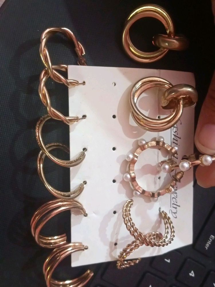 Fashion Jewellery Combo Earings Gold In Colour