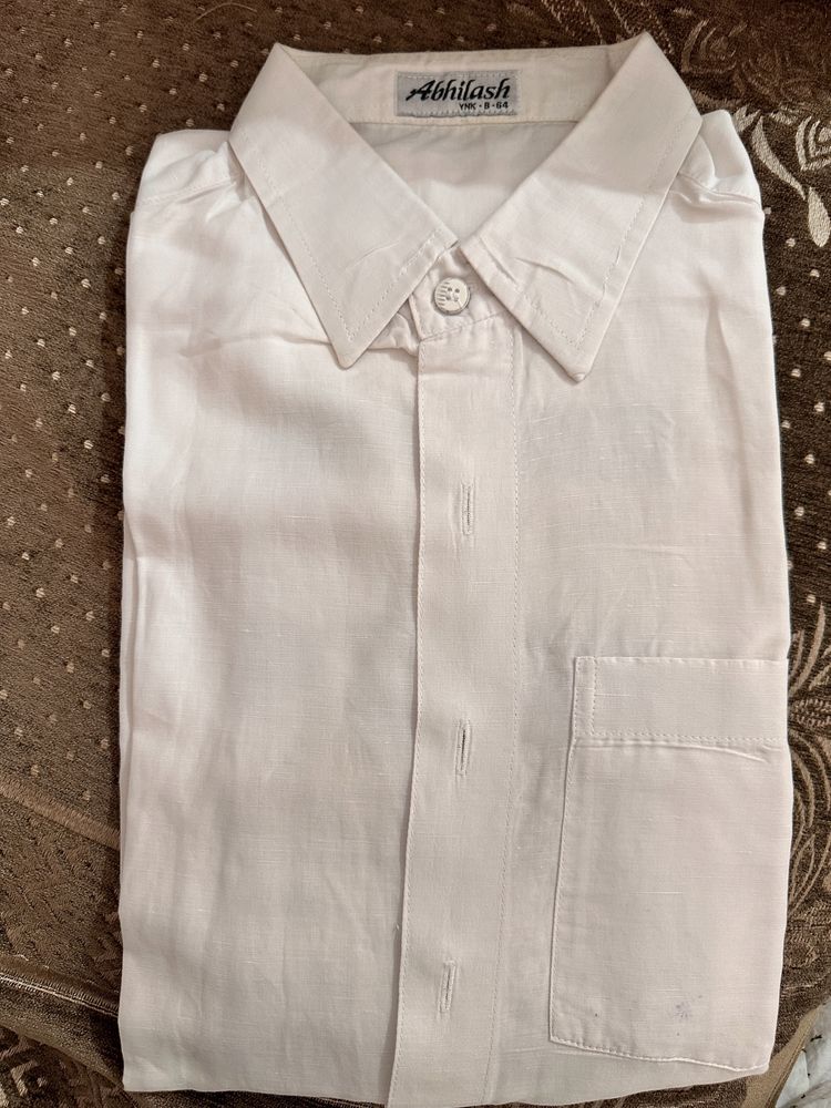 Pure White Cotton Linen Shirt