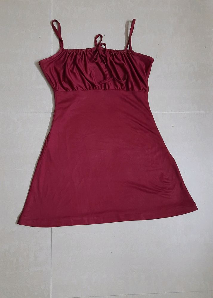 red milkmaid front tie mini dress