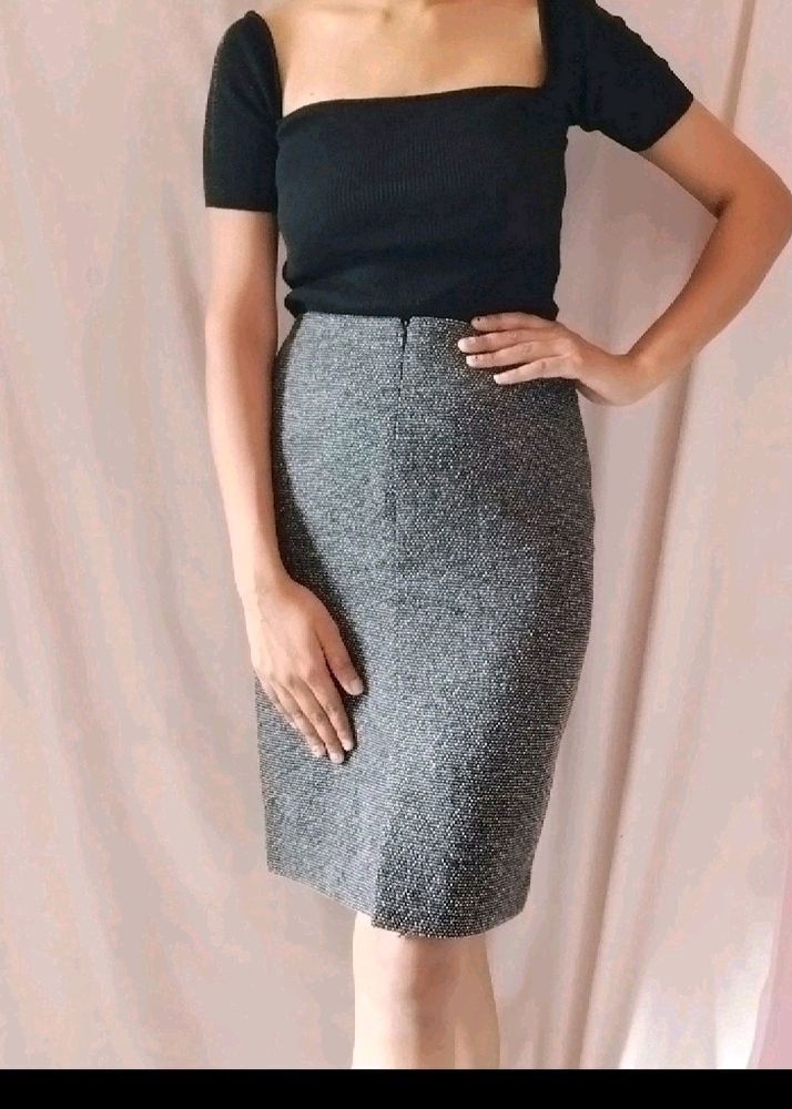Grey Knee Length Skirt
