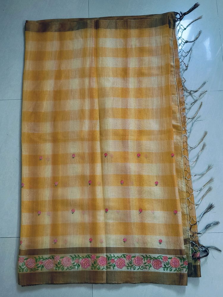 Threaded Golden Color Saree