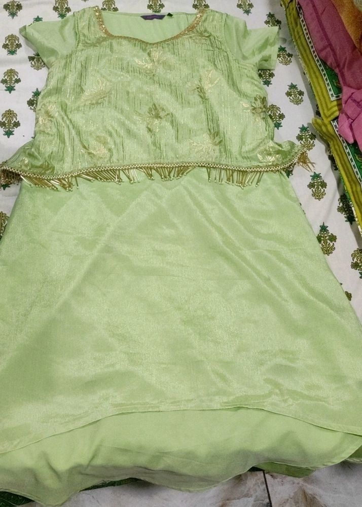 Women Pista Green Color Kurti