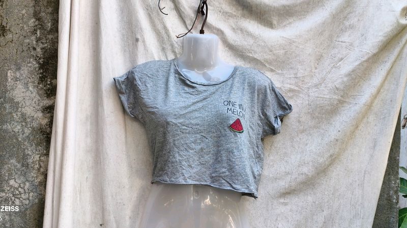 CUTE MINI GREY CROP TOP