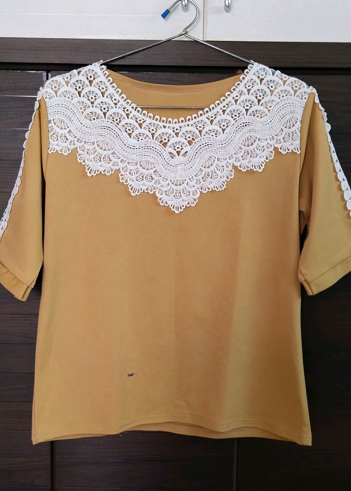 Chinkankari Work Beige Top | Bust 38in |