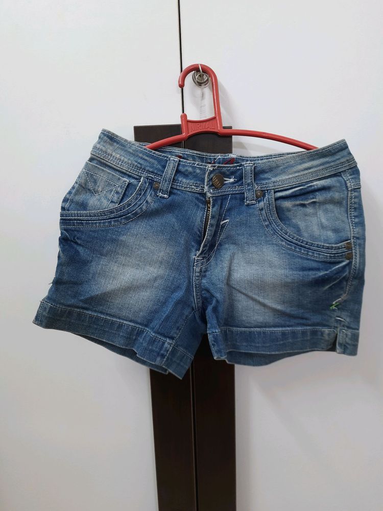 Mini Blue Denim Shorts Waist 26