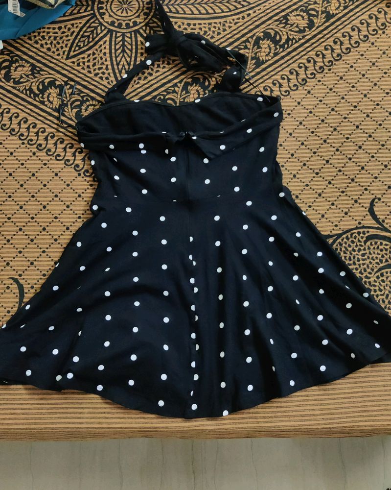 Black Sexy party Dress. Mini Dress. Polka Dots