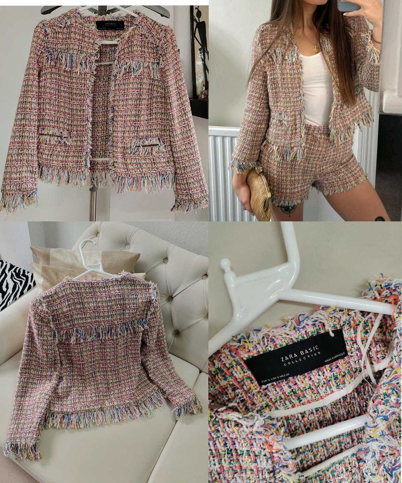 Zara Basic Confetti Metallic Tweet Jacket