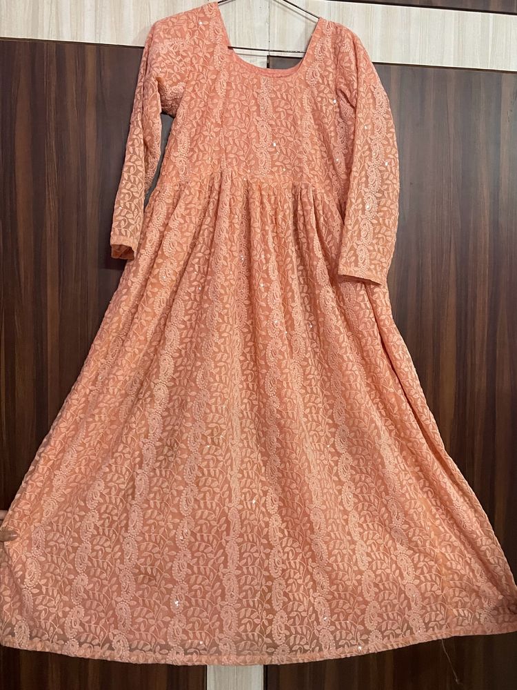 Chikankari Gown With Dupatta