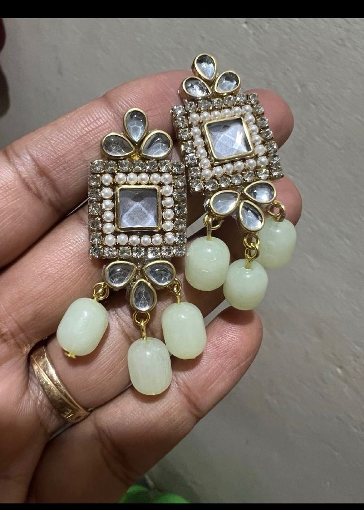 New Green Pearls Earrings