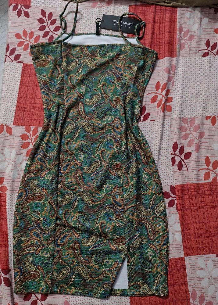 Green Floral Print Bodycon Dress