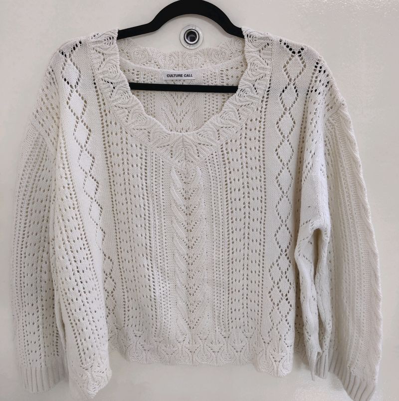 Off White Knit Oversized Sweater