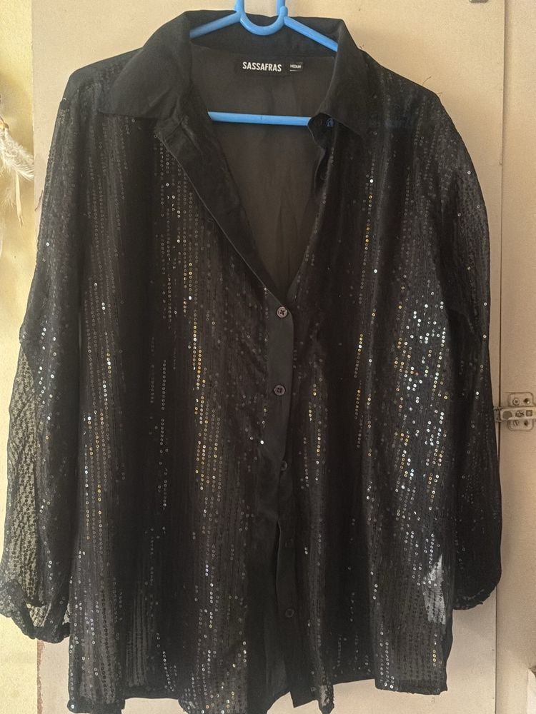 Sequined Black Shirt