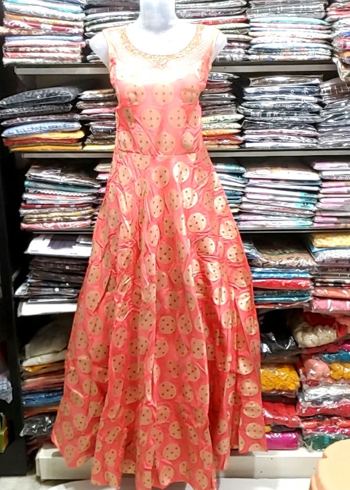 Fancy Banarasi Silk Frock L Size