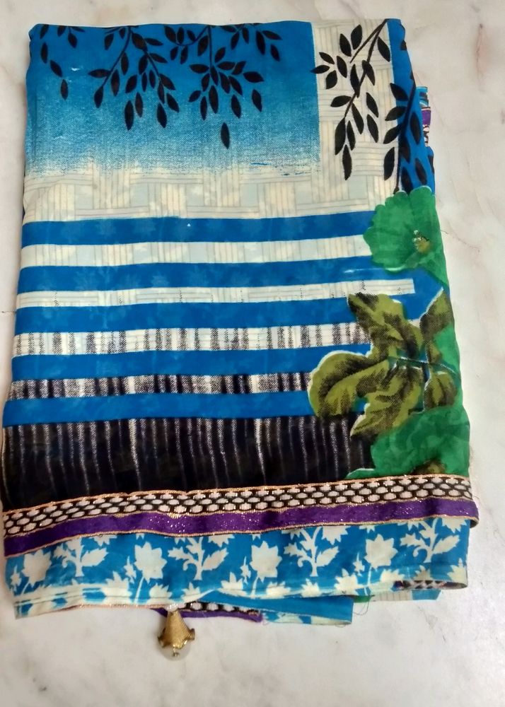 Brand New Saree  Blue Colour                                            No Coins ❌ No Swap❌ Only Cash Available ✅