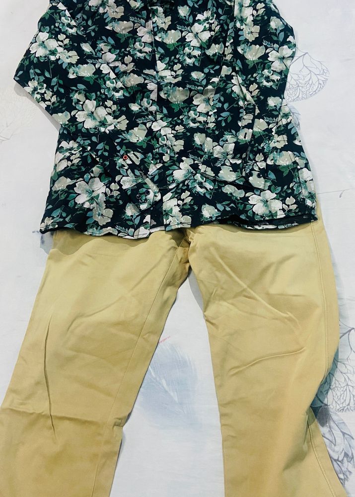 Combo Pants With Floral Shirt