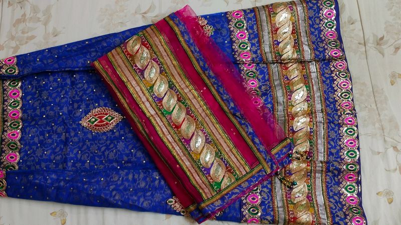 Embroidered Flared Lehenga With Dupatta