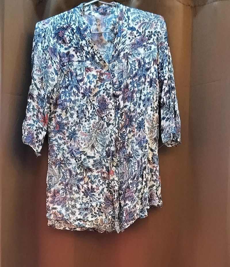 Light Blue Floral Pattern Shirt