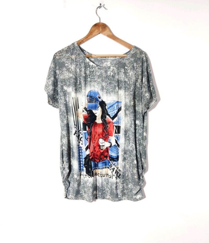 Grey Printed Casual Top (Women)