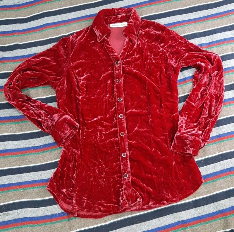 Mehroon Velvet Shirt