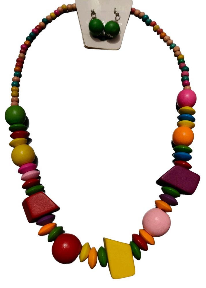 Multi Colour Wooden Beads Jewellery Set