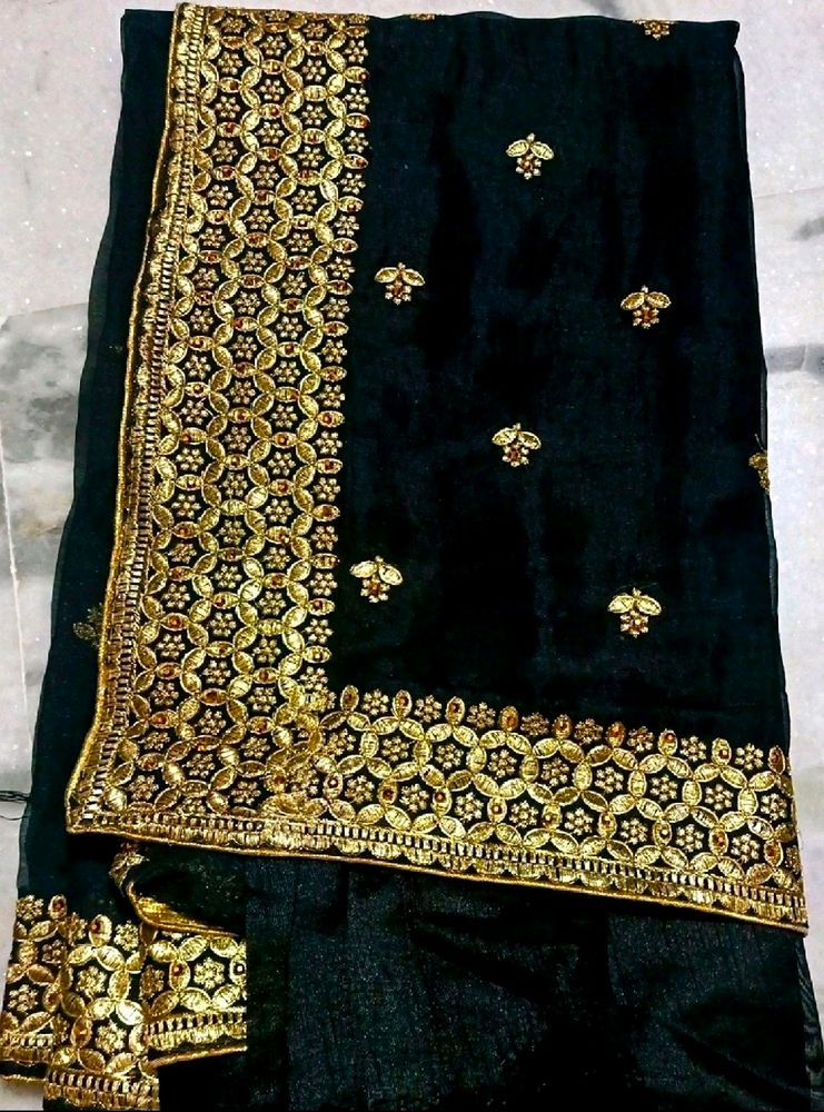 PRICE DROP✨Black And Golden Work Saree✨💕