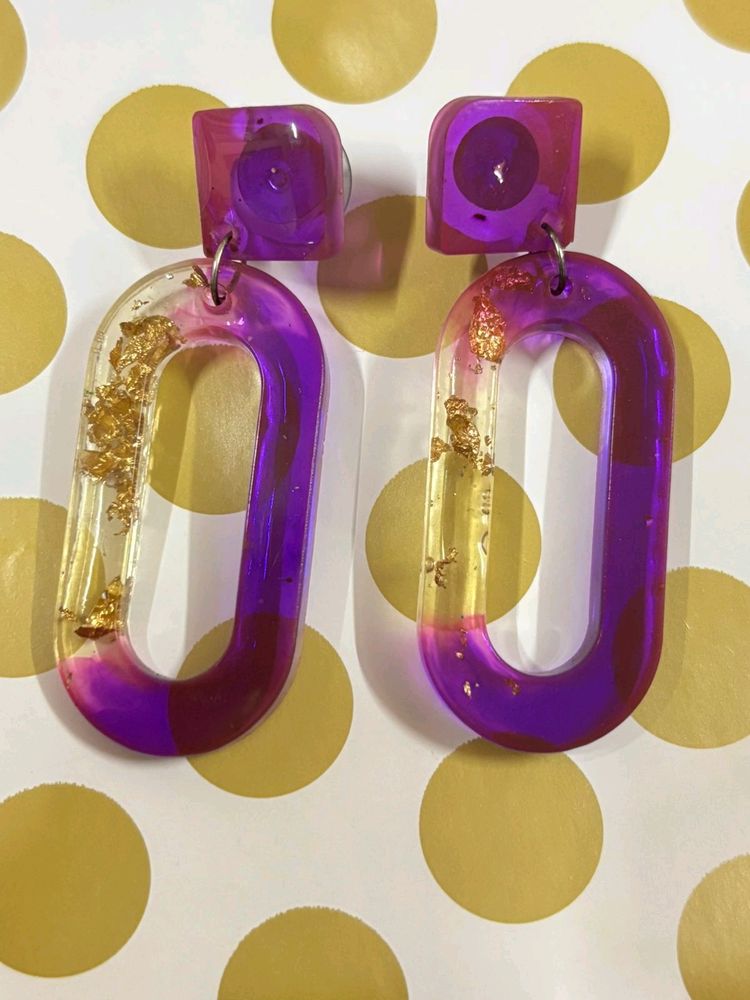 Purple Shaded Handmade Long Earrings