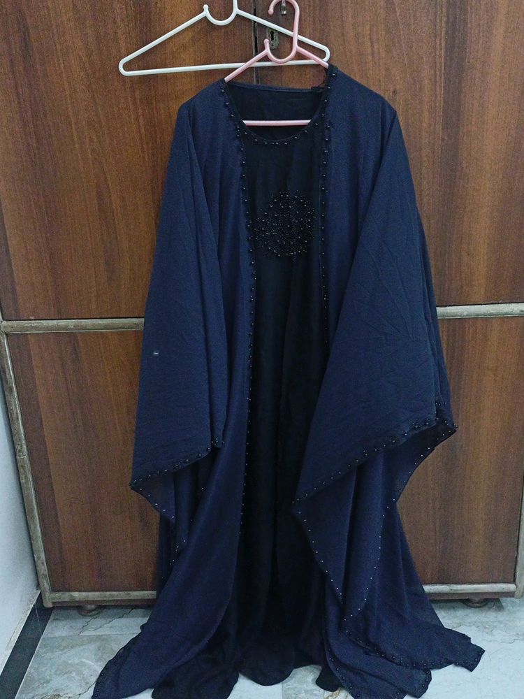 Modesty Navy Blue And Black Kaftan Abaya