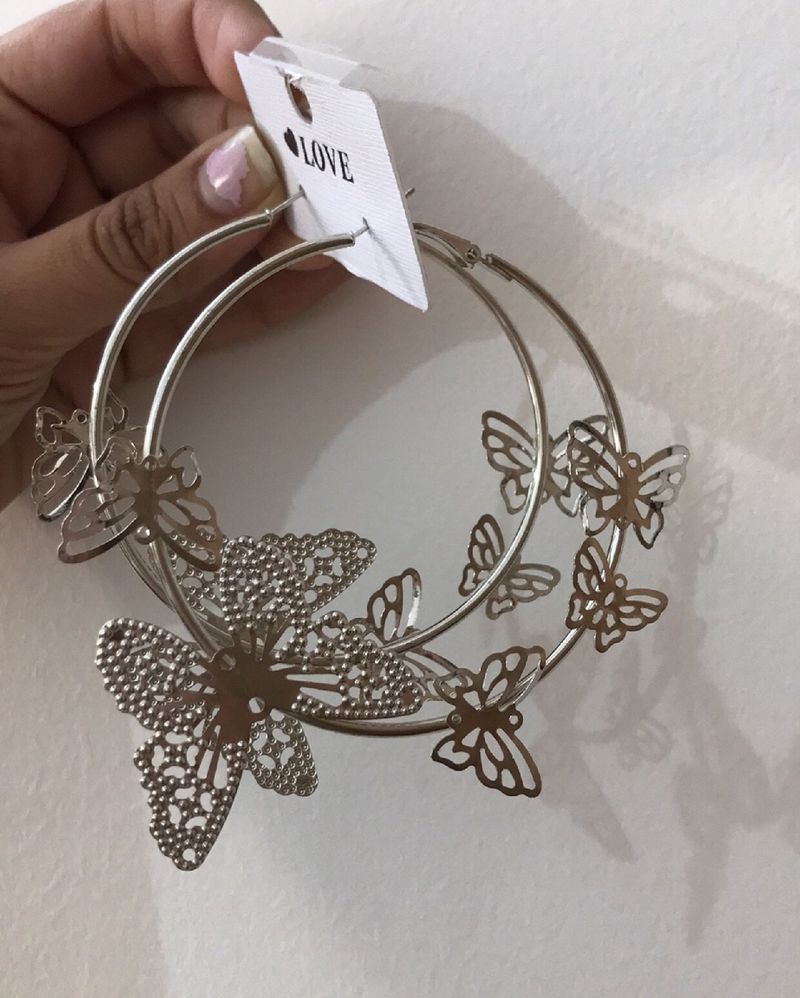 Butterfly Round Hoop Earrings