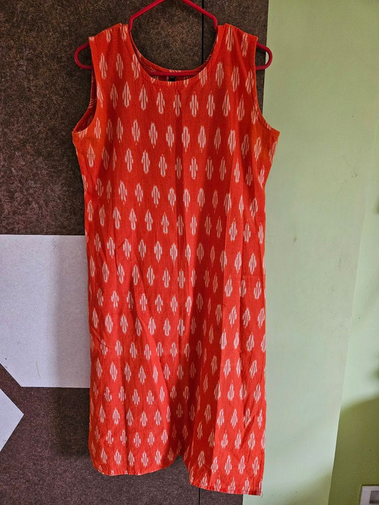 Orange Sleeveless Kurti