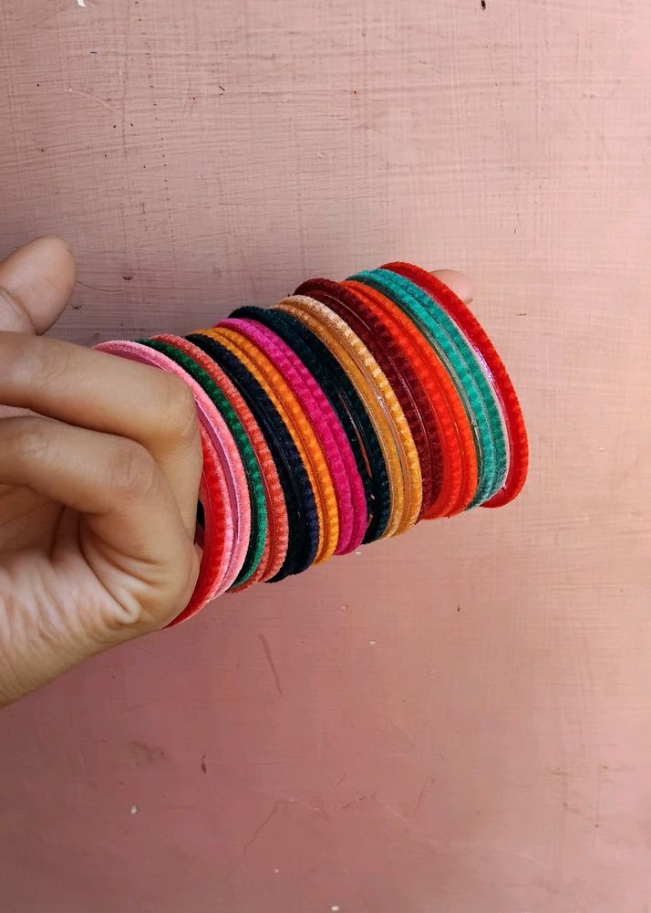 #Colorful Velvet Metal #Bangles#minimal