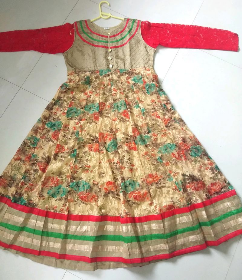 Multicolour Anarkali Pattern Kurti/Ethnic Gown