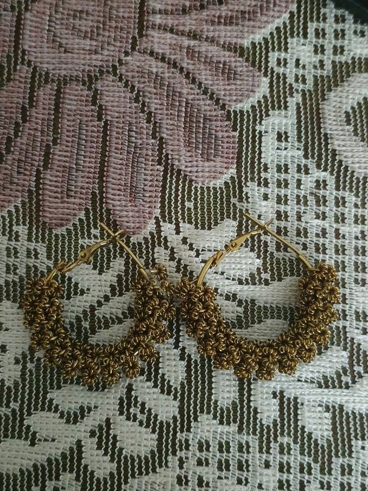 Beautiful Rustic Gold Plated Earrings