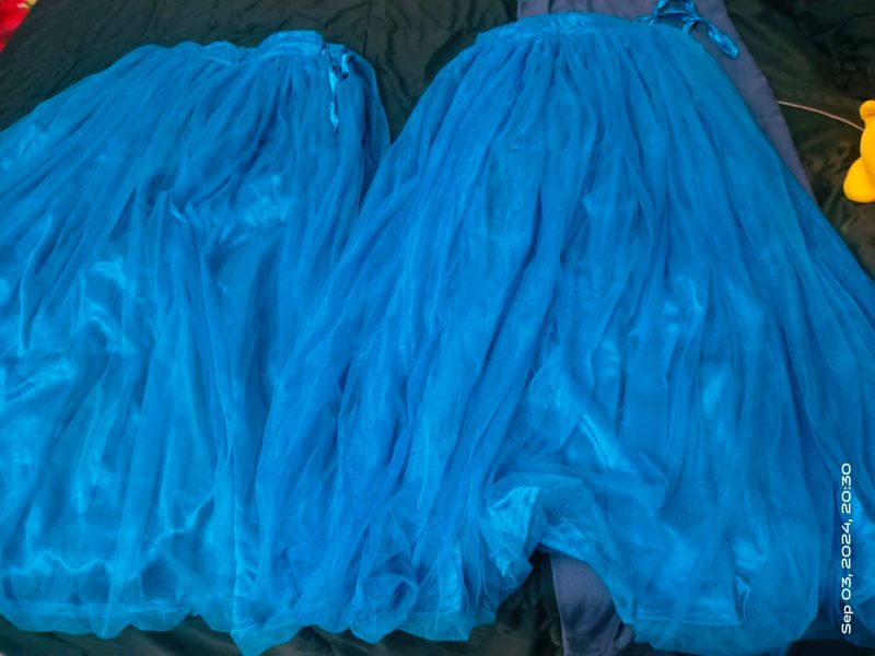 2 Gorgeous Blue Net Skirts For Sale