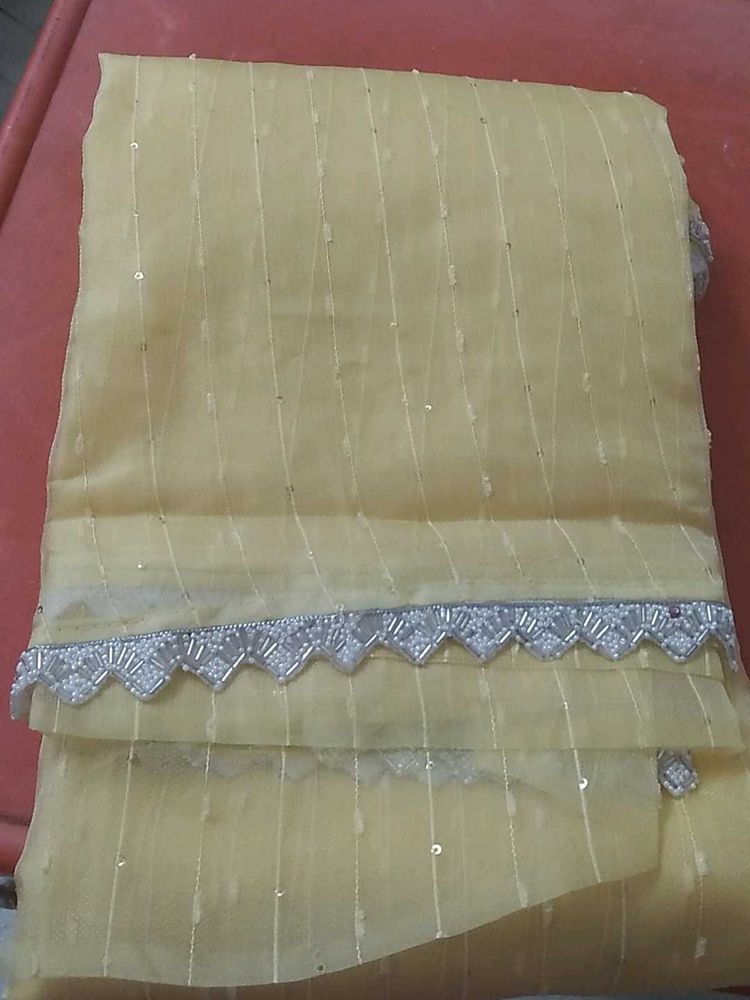 Pure Organza Saree With Pearls