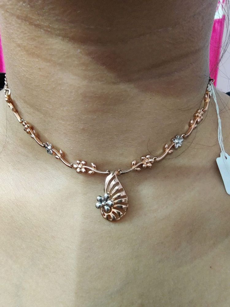 Pure Silver Necklace Rose Gold Colour