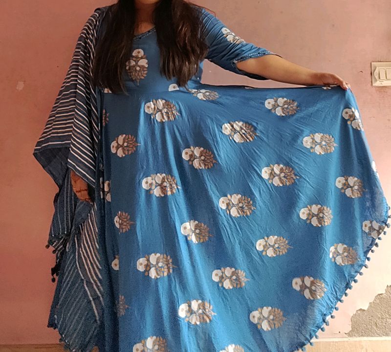 Blue Anarkali kurta