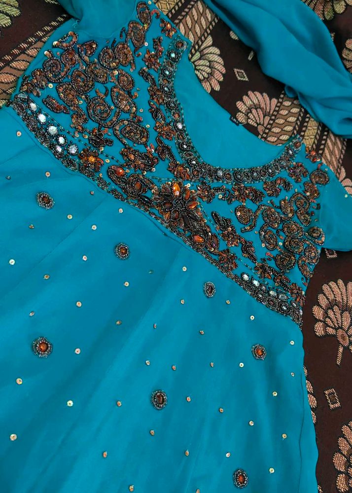 Anarkali With Churidar And Dupatta