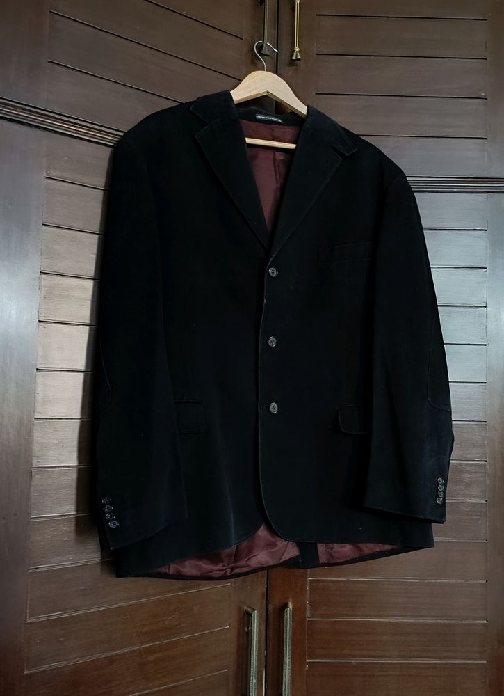 Fine Tailor Fully Stitched Men Black Blazer