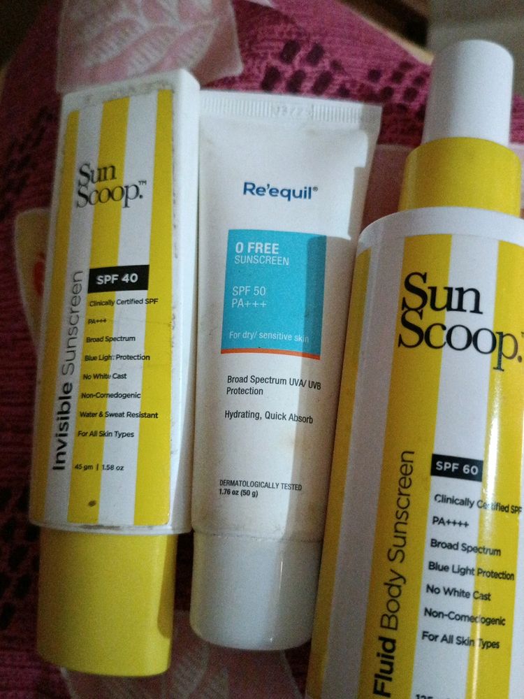 Sunscoop And Reequil Sunscreen