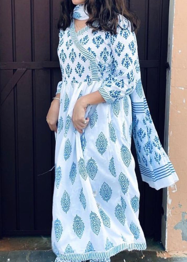 Blue And White Anarkali Suit🤍🩵