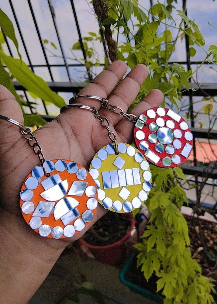 Keychains Handmade Mirror Work(Buy Any 3)