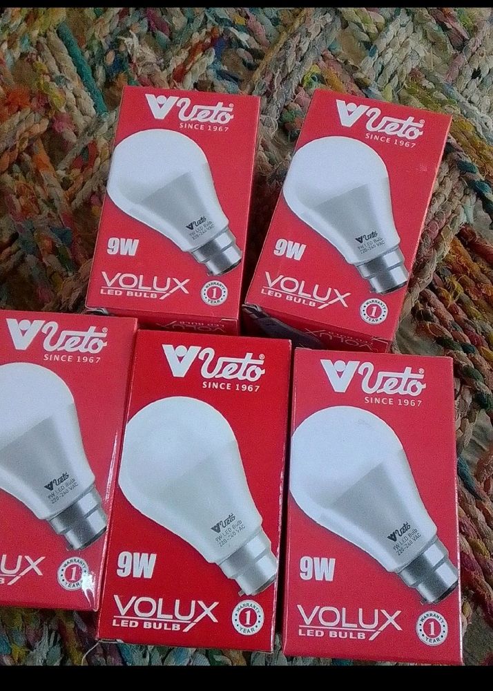 9watt Led Bulb 1 Year Warranty Pack Of 5