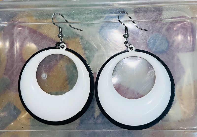 Black And White Hoop Earrings